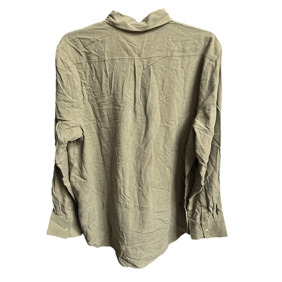 Everlane The Washable Silk Relaxed Button Down Shirt Covert Green Size 14 - Picture 2 of 8